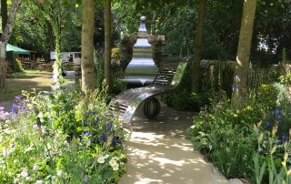 Garden plants water feature lounger garden
